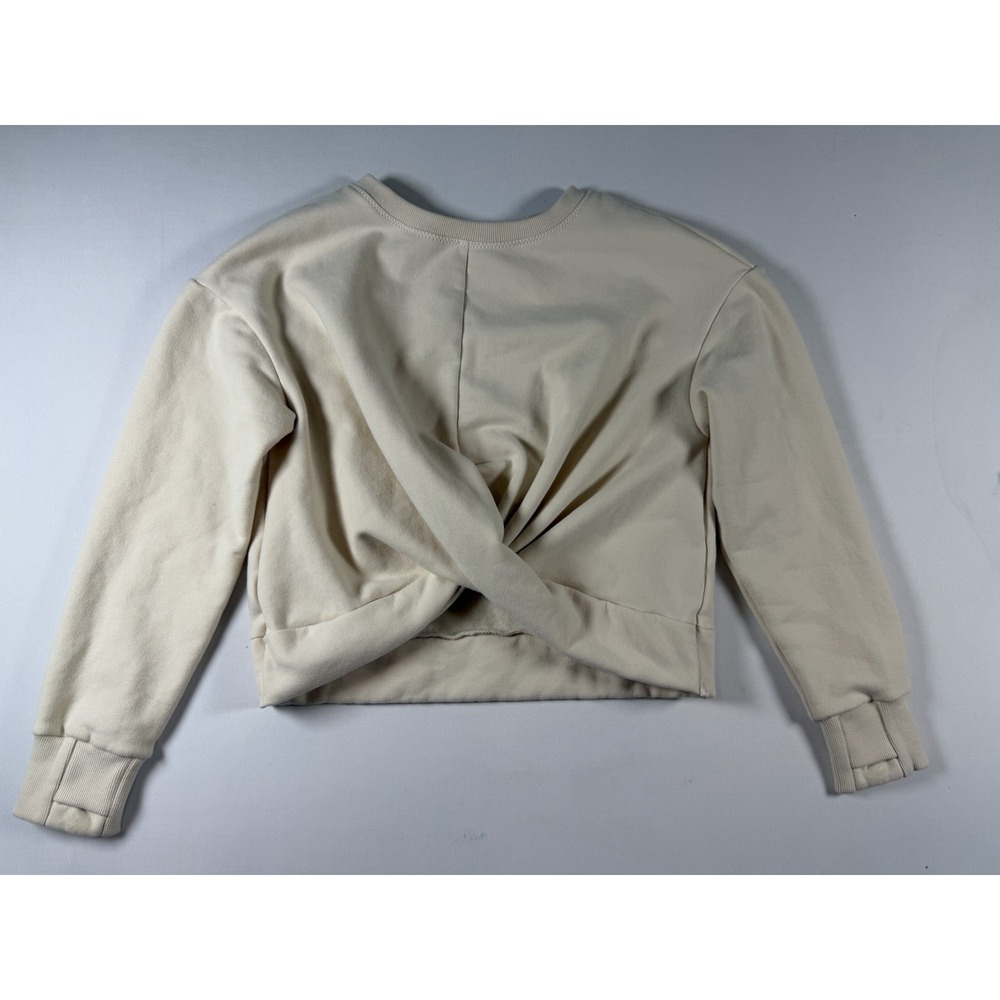Athleta Girl Cropped Sweatshirt Girls L/12 Cream Pullover Twist Front Stretch